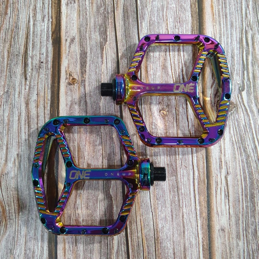 ONE UP COMPONENTS ALU FLAT PEDAL OIL SLICK, Sports Equipment, Bicycles   Parts, Parts  Accessories on Carousell
