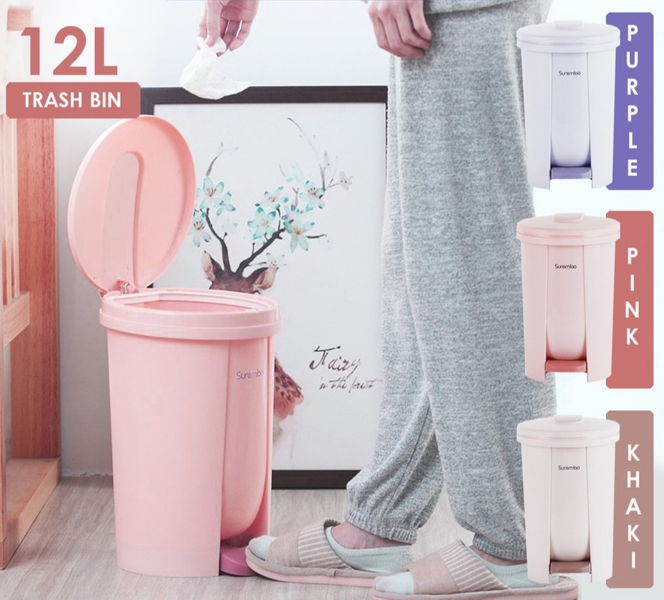 PASTEL TRASH BIN 12L, Furniture & Home Living, Cleaning & Homecare