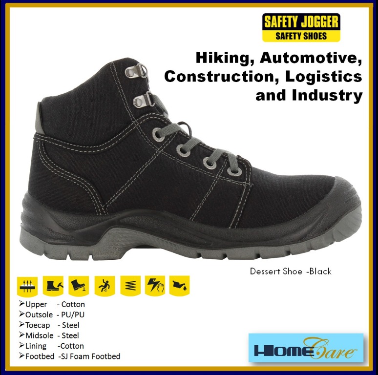 Safety Jogger Desert S1P Black High Cut Safety Shoe, Men's Fashion