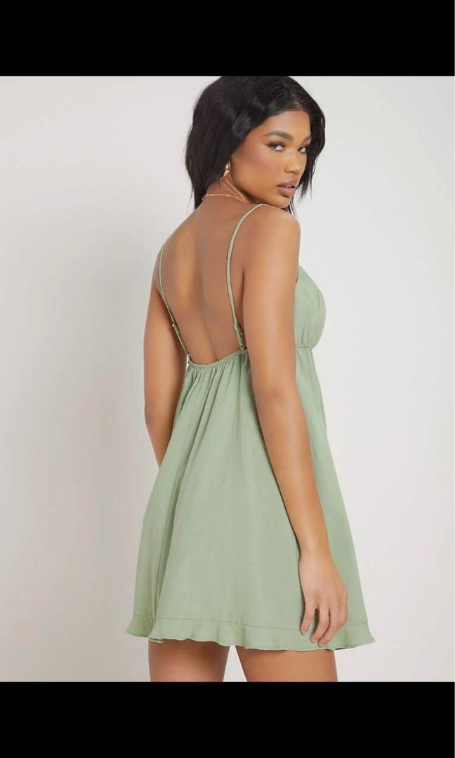 sage green slip dress