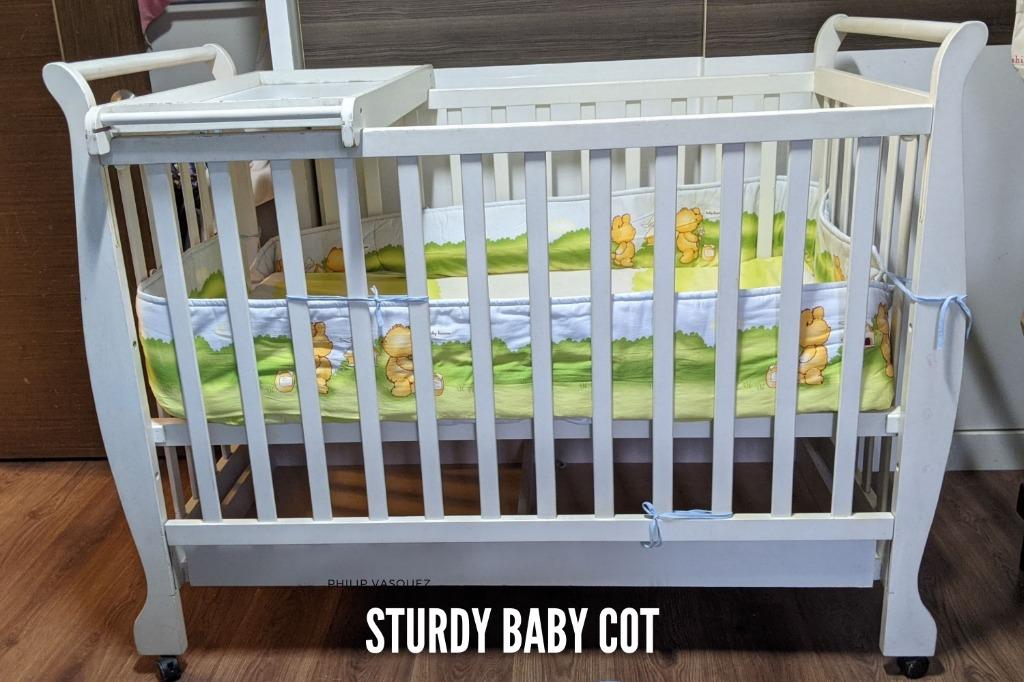 Strong and Stable Baby Cot with Nappy Changing Table