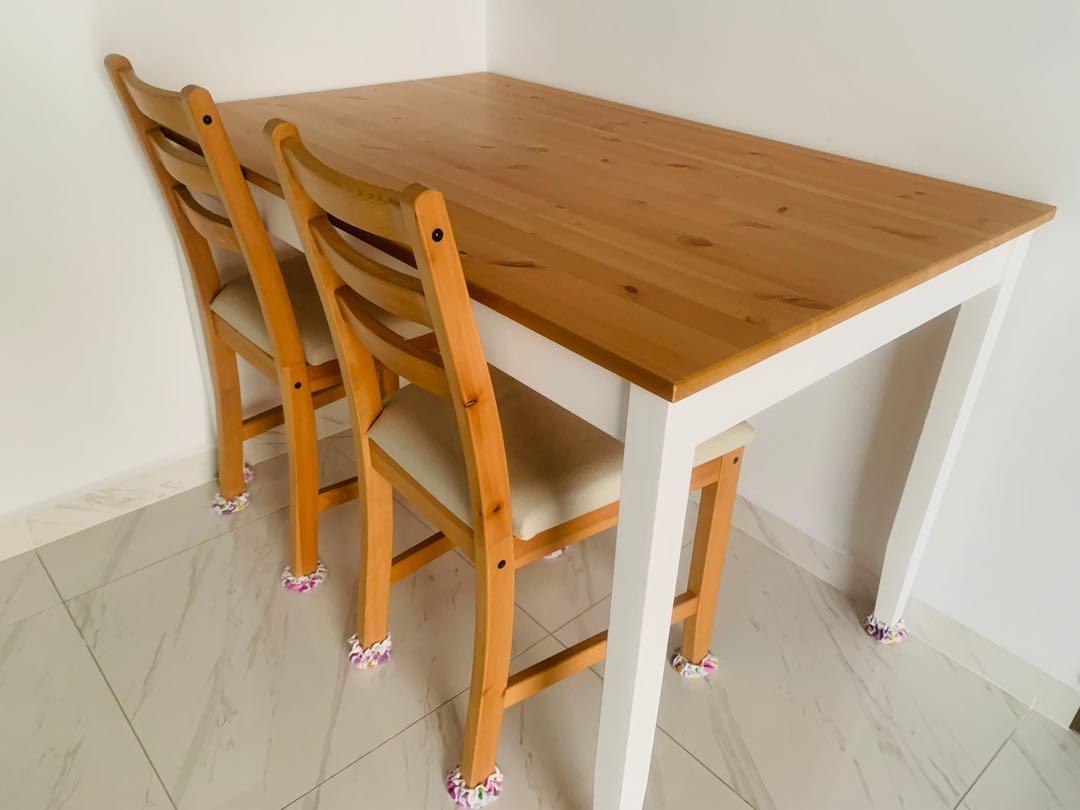 USED IKEA WOODEN DINING TABLE + CHAIR, Furniture & Home Living ...
