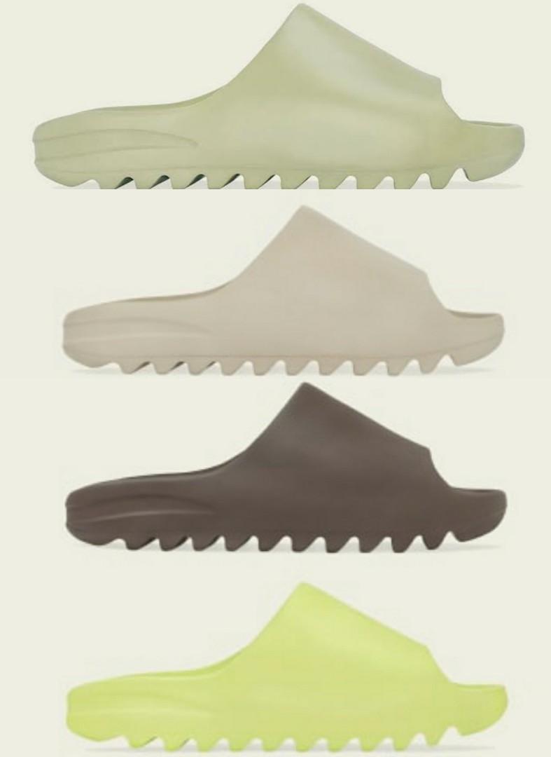 Yeezy Slides Resin, Pure, Soot, Green Glow, Men's Fashion, Footwear,  Slippers u0026 Slides on Carousell
