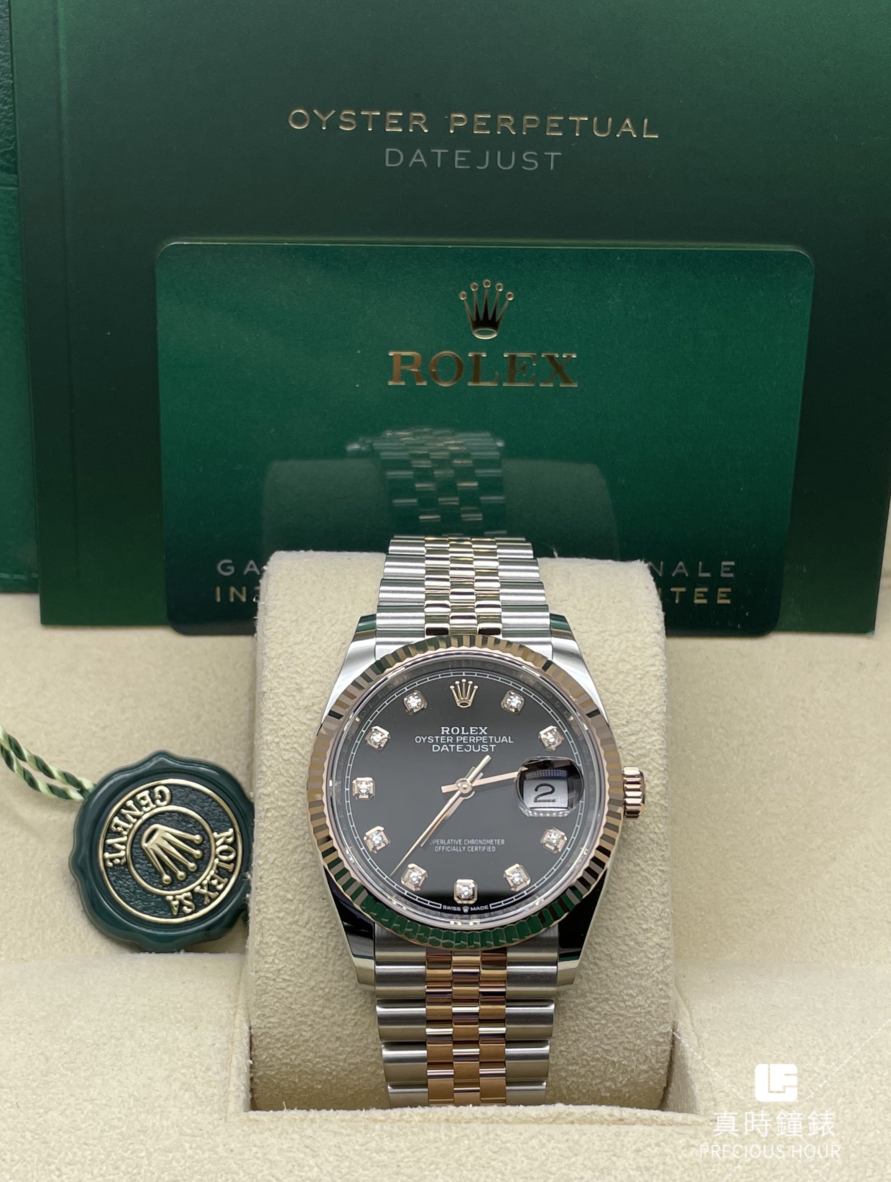 126231全新DATEJUST系列126231G BLACK JUB黑盤紀念型鑲鑽36mm機械錶 