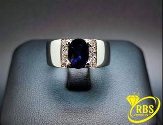 14k African  Sapphire Mens Diamond Ring