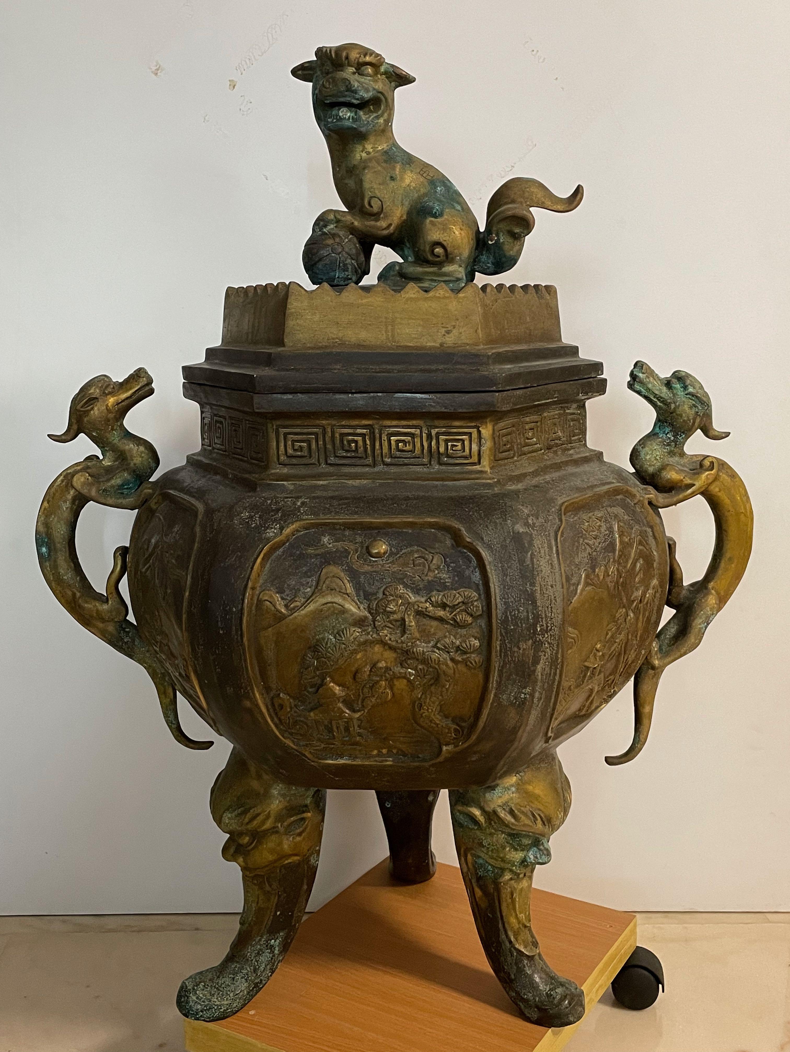 中国古銅童子彫香炉C R5190