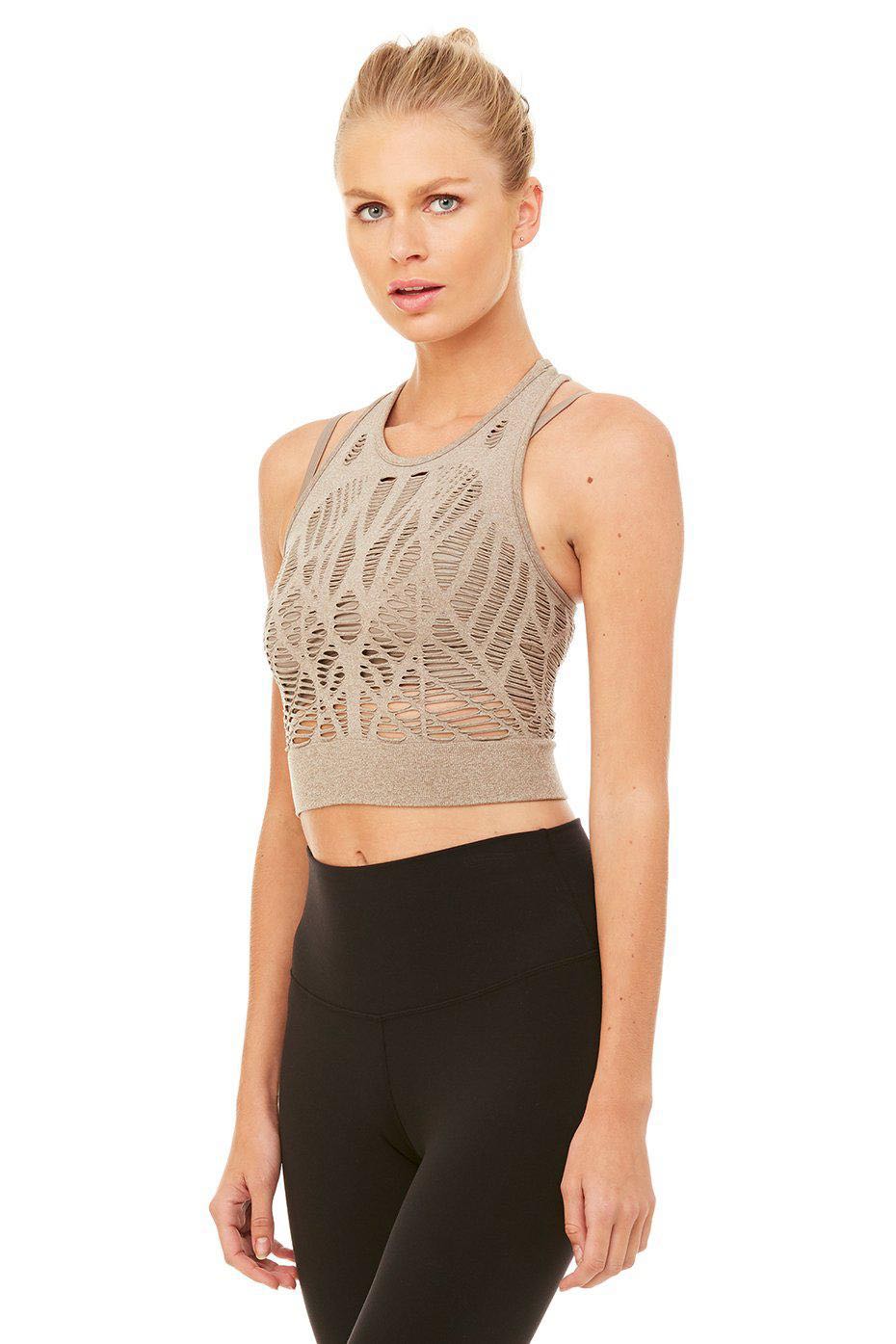 Alo Yoga Vixen Fitted Crop Tank (gravel, size M), Women's Fashion,  Activewear on Carousell
