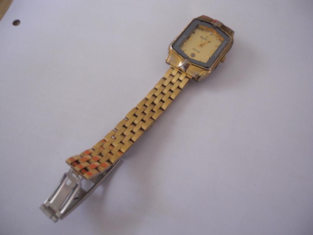 Bertram Quartz Hexagon Gold Plated Watch