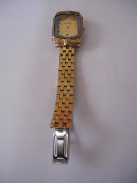 Bertram Quartz Hexagon Gold Plated Watch