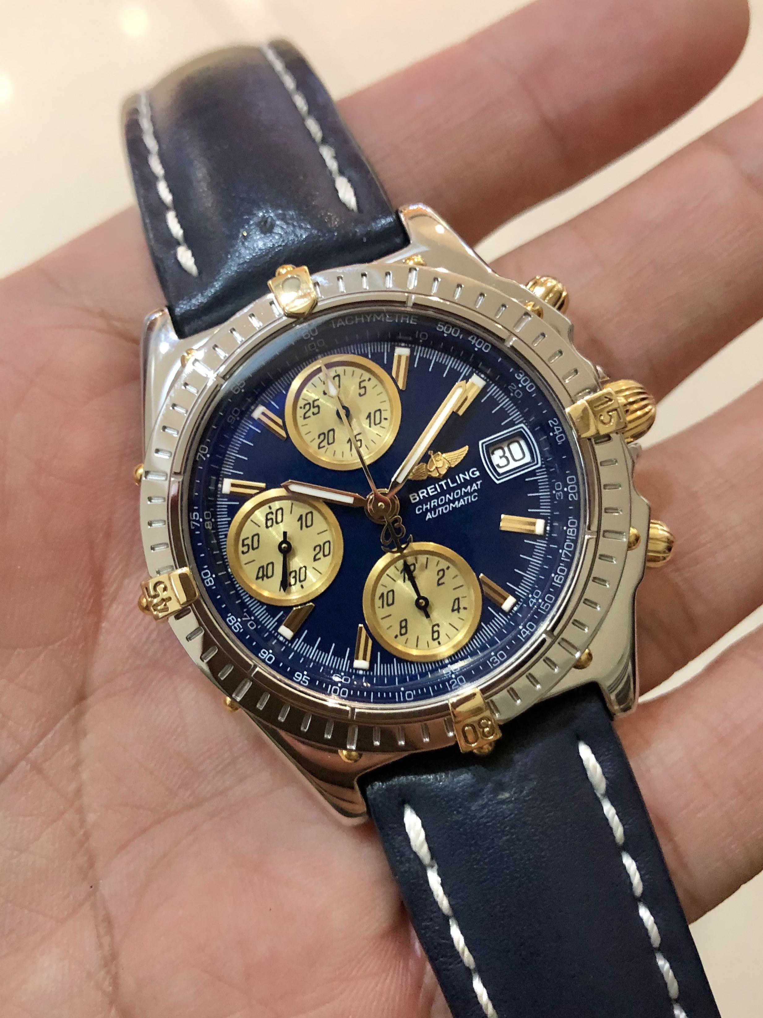 Breitling blue and gold on sale