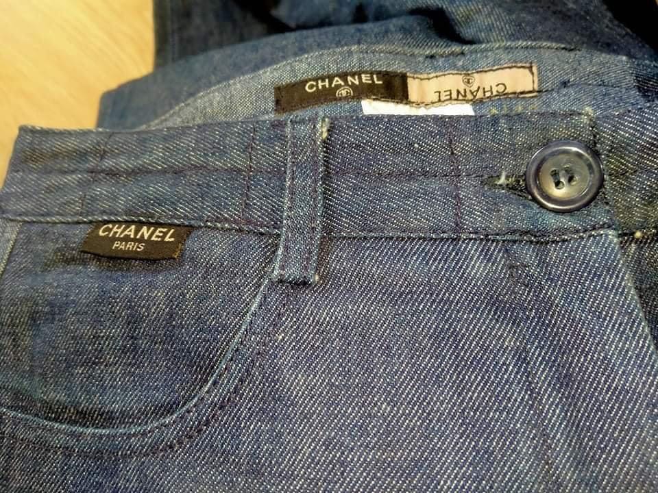 Chanel capri denim blue pants, Women's 