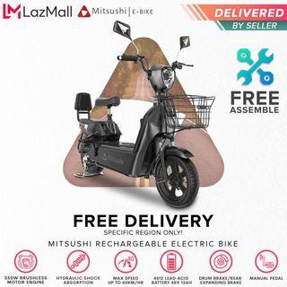 COD - INV Mitsushi V8 Ebike 350W Brushless Motor Engine, 35km/h Max Speed, Hydraulic Shock Absorption, Digital Display Dashboard, One Click to Start/Keys, Signal Light, Head and Tail Light, Built-in Battery, Rechargeable Electric Scooter