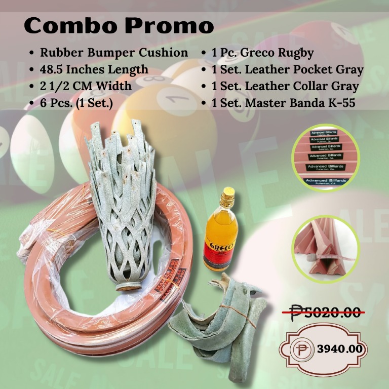 Combo 1 Set Master Banda With 1 Set Leather Pocket 1 Set Leather Collar And 1 Pc Greco Rugby For Sale Ablp High Quality Billiard Accessories Gamit Sa Bilyaran Sports Equipment Sports Games