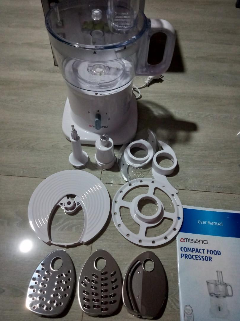 Compact Food Processor Set (Category: Cookware & Accessories) located in Manila. Submitted by PickClickShip (Listing ID 1112117859, Image 3). Description: Compact Food Processor Set A very convenient way to prepare your ingredients in different cuts and styles according to your needs..You can easily prepare many dishes faster . - brand: Ambiano Australia - use for slicing, grating and shredding - 3 cutting inserts - dough blade - 2 speed and puls