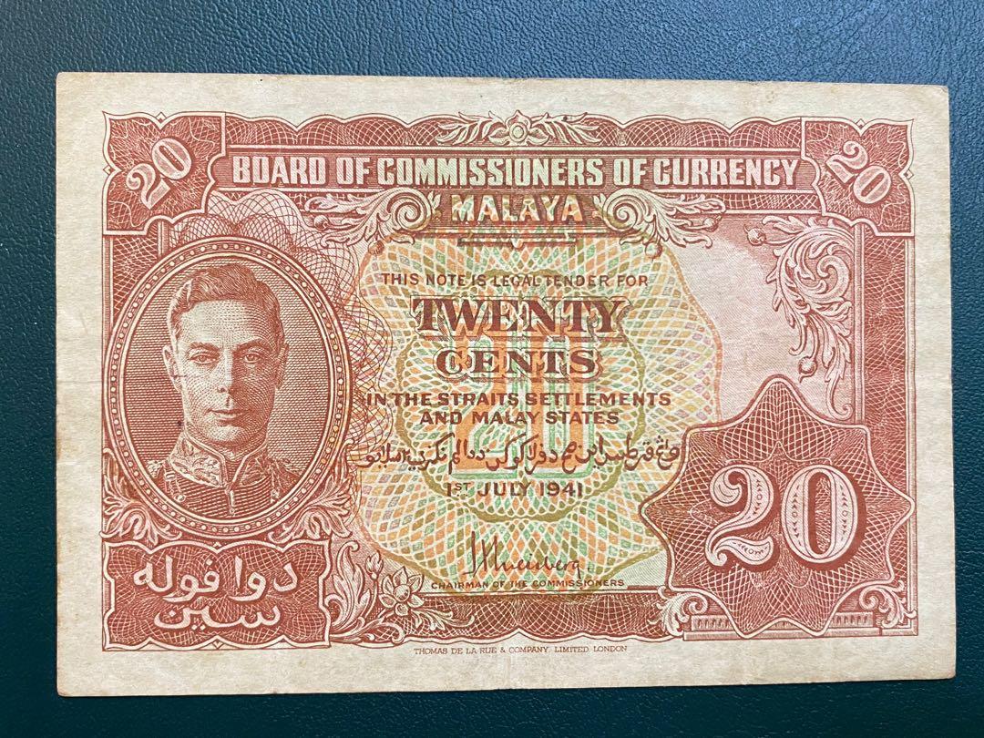 Duit Lama Banknote 1941 King George 20 Cents Antiques Currency On Carousell