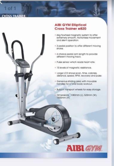 Elliptical cross Trainer aibi gym e820 Sports Equipment Exercise Fitness Cardio Fitness Machines on Carousell