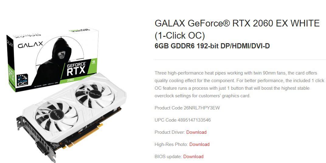 Galax geforce rtx 2060 ex white hotsell