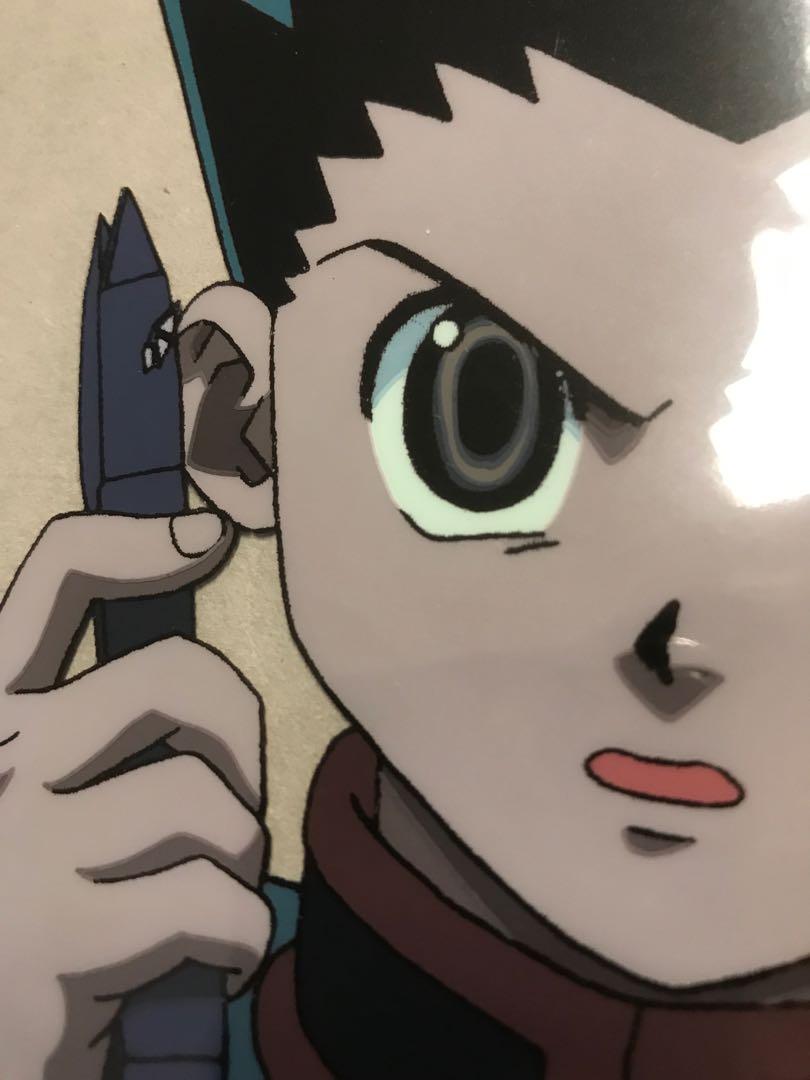 Hunter x Hunter by Pierrot Co., Ltd. Kuroro with Facial Cut from Fighting  Episode 62 Animation Cel with Douga and Printed Background  庫洛洛在戰鬥中割傷臉頰（第62集）賽璐璐，附線稿及印刷背景