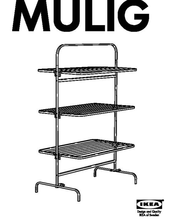 IKEA MULIG Drying Rack 3 Levels Black, Furniture & Home Living