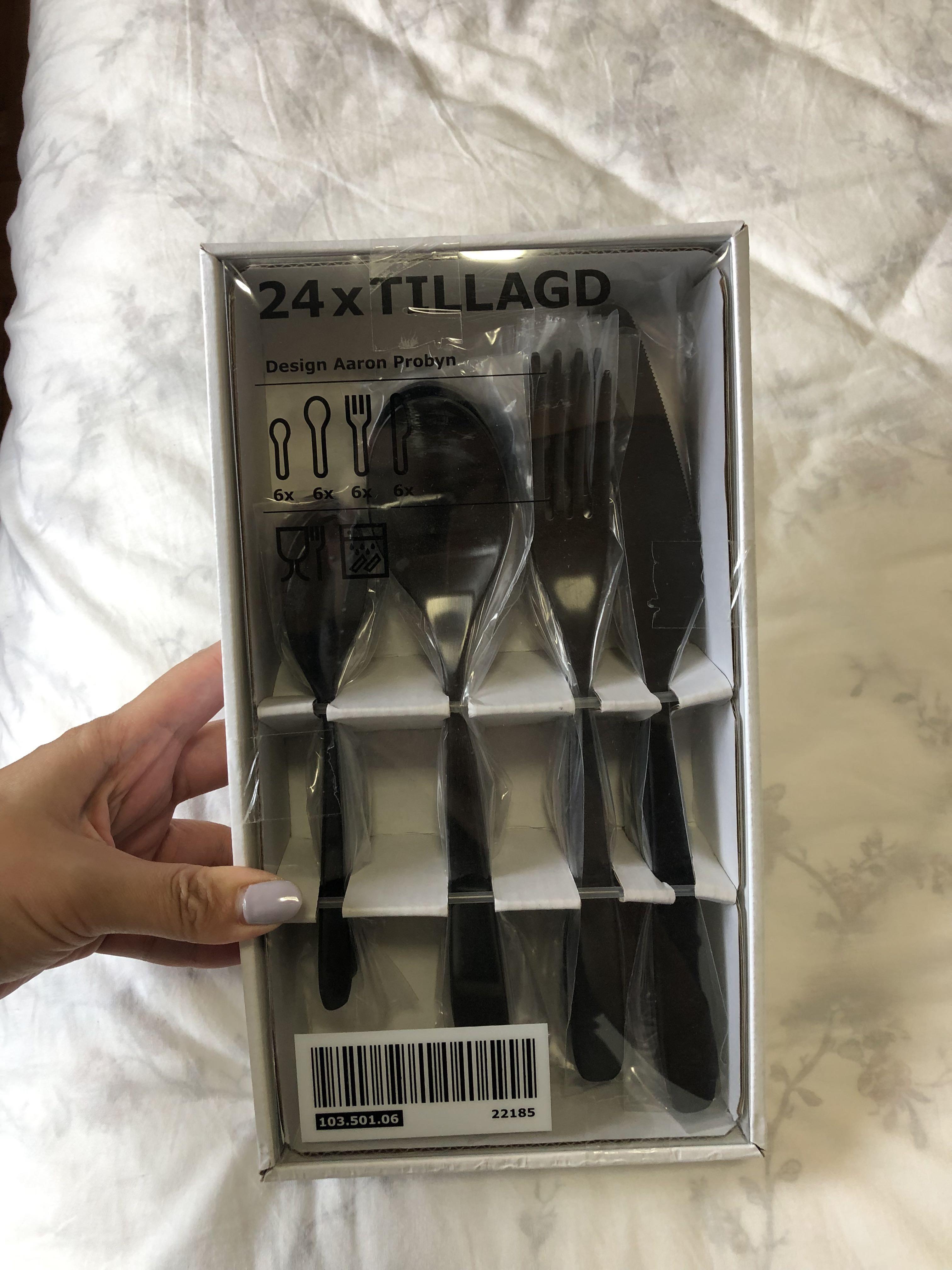 TILLAGD 20-piece flatware set, black - IKEA