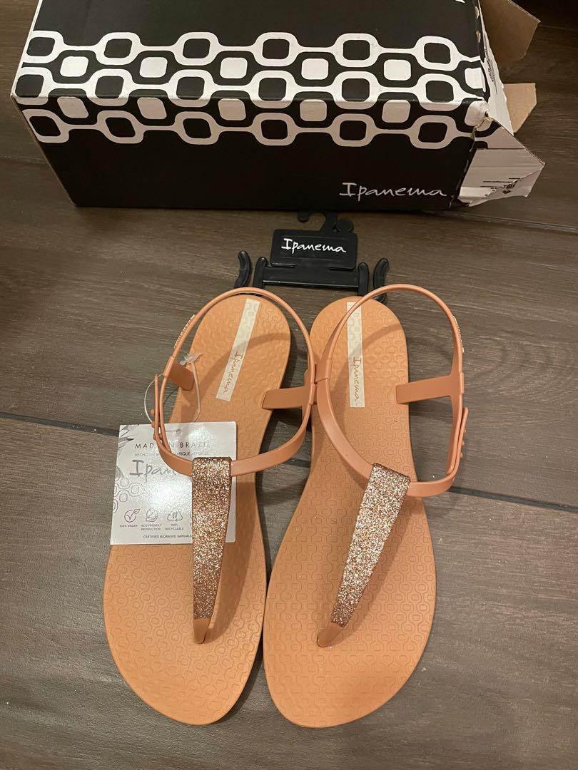 Ipanema pop glitter flat sandals in beige uk5