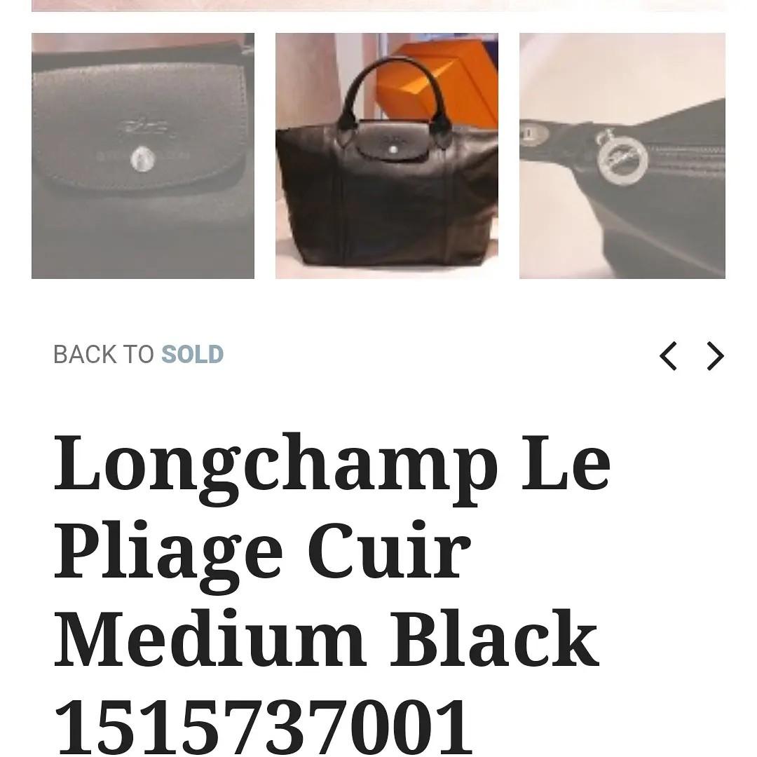 Authentic Longchamp Cuir Medium Size In Black