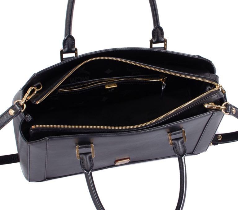 Authentic MCM Black Saffiano like leather Papillon handbag