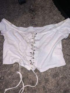 Medium tie up off shoulder top