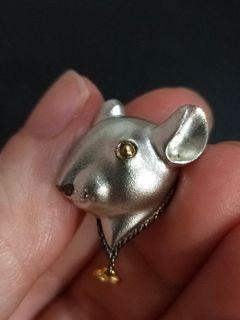 Mouse 14k Gold and Silver Pin