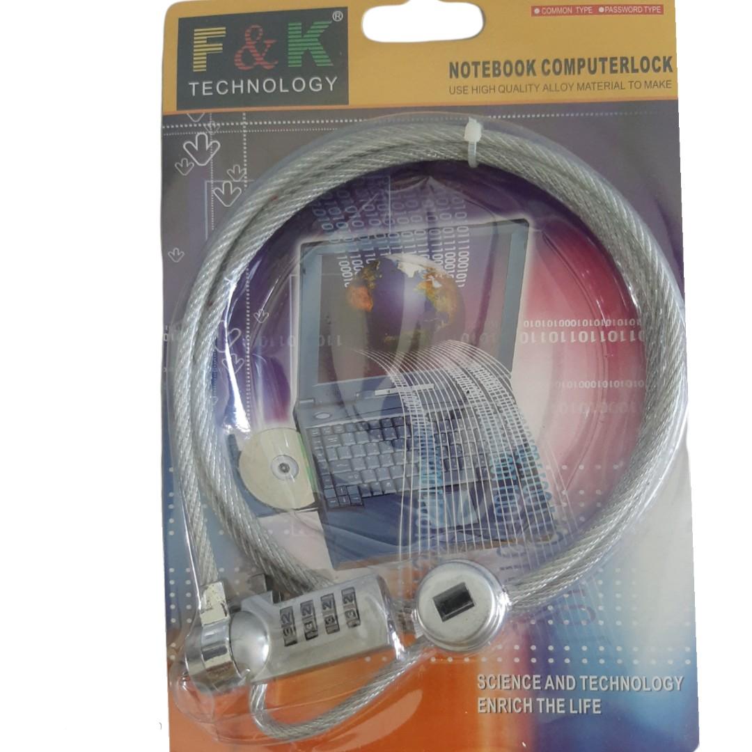 Original F and K laptop notebook lock (Category: Cables & Adaptors) located in Manila. Submitted by climaoutdoorshop (Listing ID 1112222569, Image 1). Description: Protect your laptop, netbook from falling or to thieves by using f and k laptop lock Applicable in all brands of laptop and netbook Proven and Tested. brand new high quality alloy combination password manual and instruction on the back.