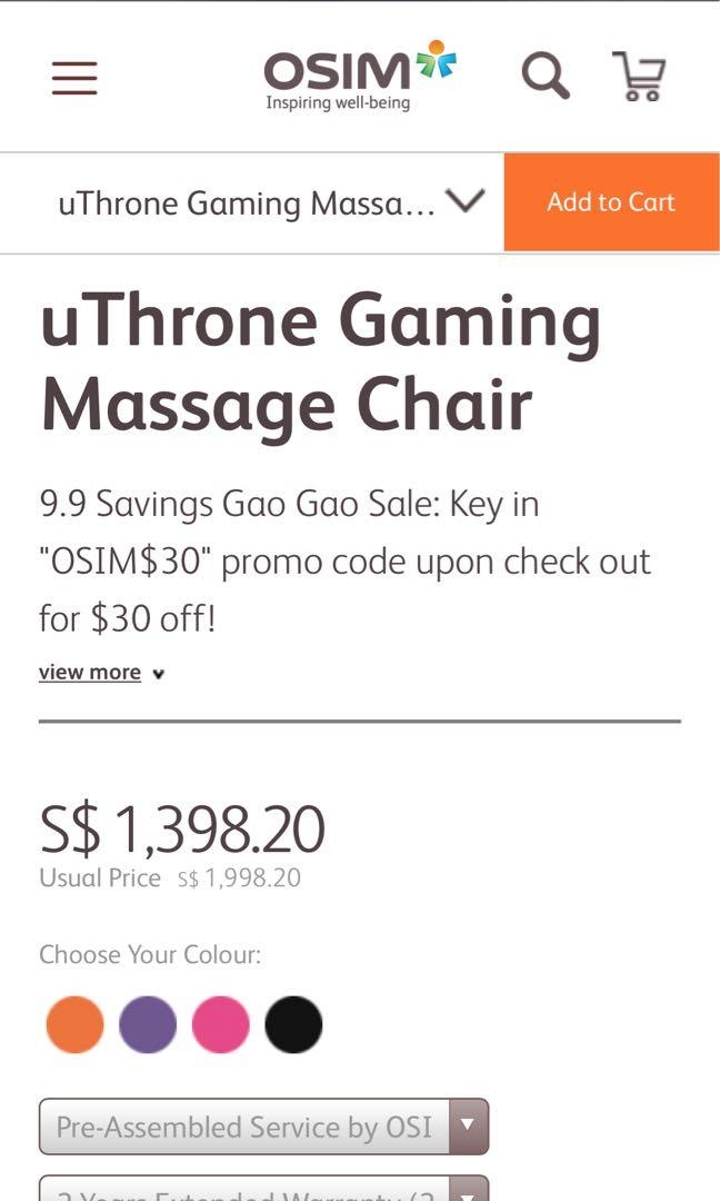 Osim X predator gaming massage chair with extended warranty, Video