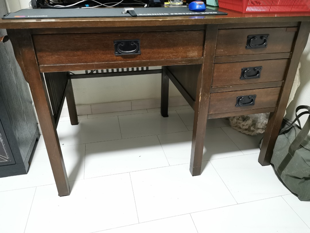 Picket & Rail Study Desk (Solid American Oak), Furniture & Home Living