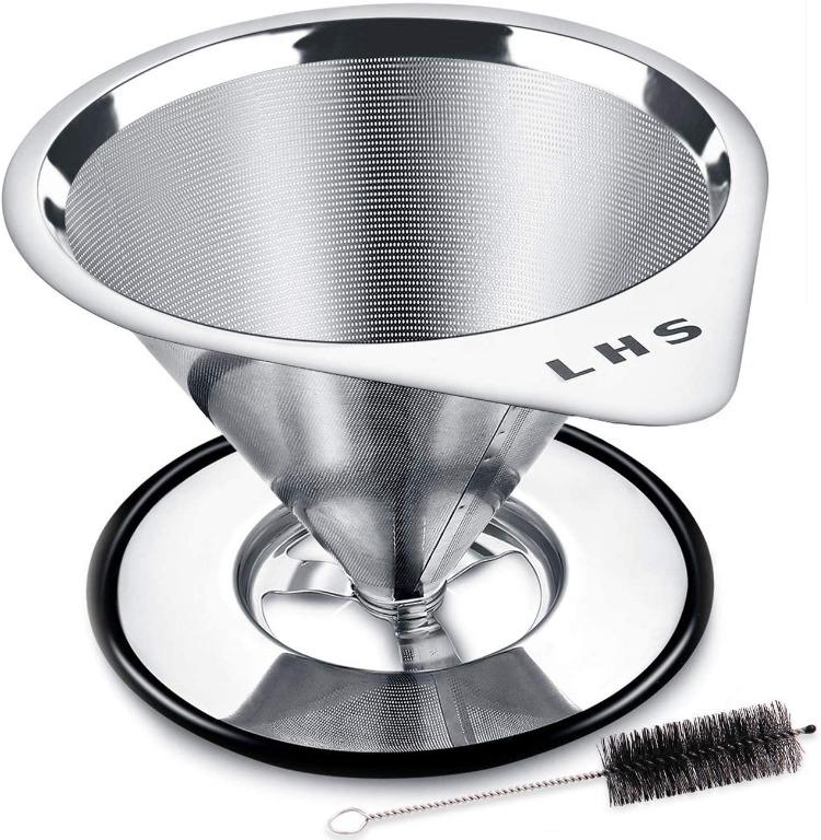 Coffee Dripper Stand Stainless Steel Cone Pour Over Coffee Filter Station Paperless & Reusable Adjustable Height 