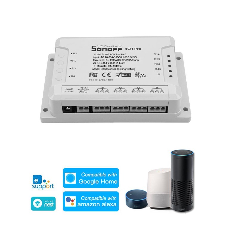 SONOFF 4CH Pro R2 ITEAD RF 433MHz 4 Gang WiFI Switch 3 Working Modes ...