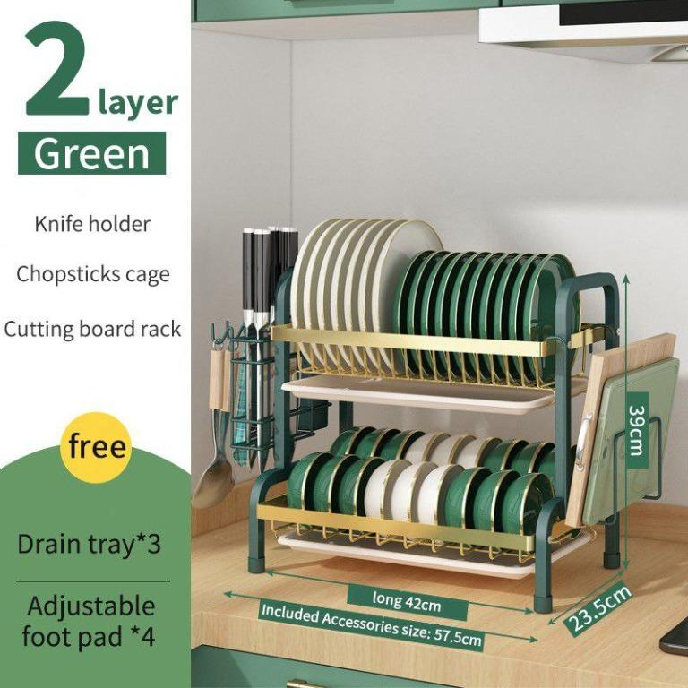 Stainless Steel Dish Rack Rak Pinggan Rak Sinki Dish Drainer Storage
