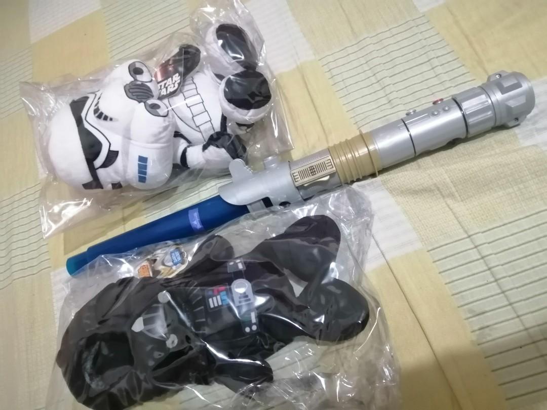 STAR WARS PLUSHIES AND LIGHT SABER (Category: Plushies & Soft Toys) located in Angeles City. Submitted by deej04321 (Listing ID 1112271914, Image 2). Description: Plushies are bought from CDG airport Paris France Never been displayed. Custom Light Saber from Disneyland Hongkong. With Lights and sounds..