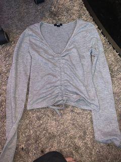 Stomach length Grey tie up crop top