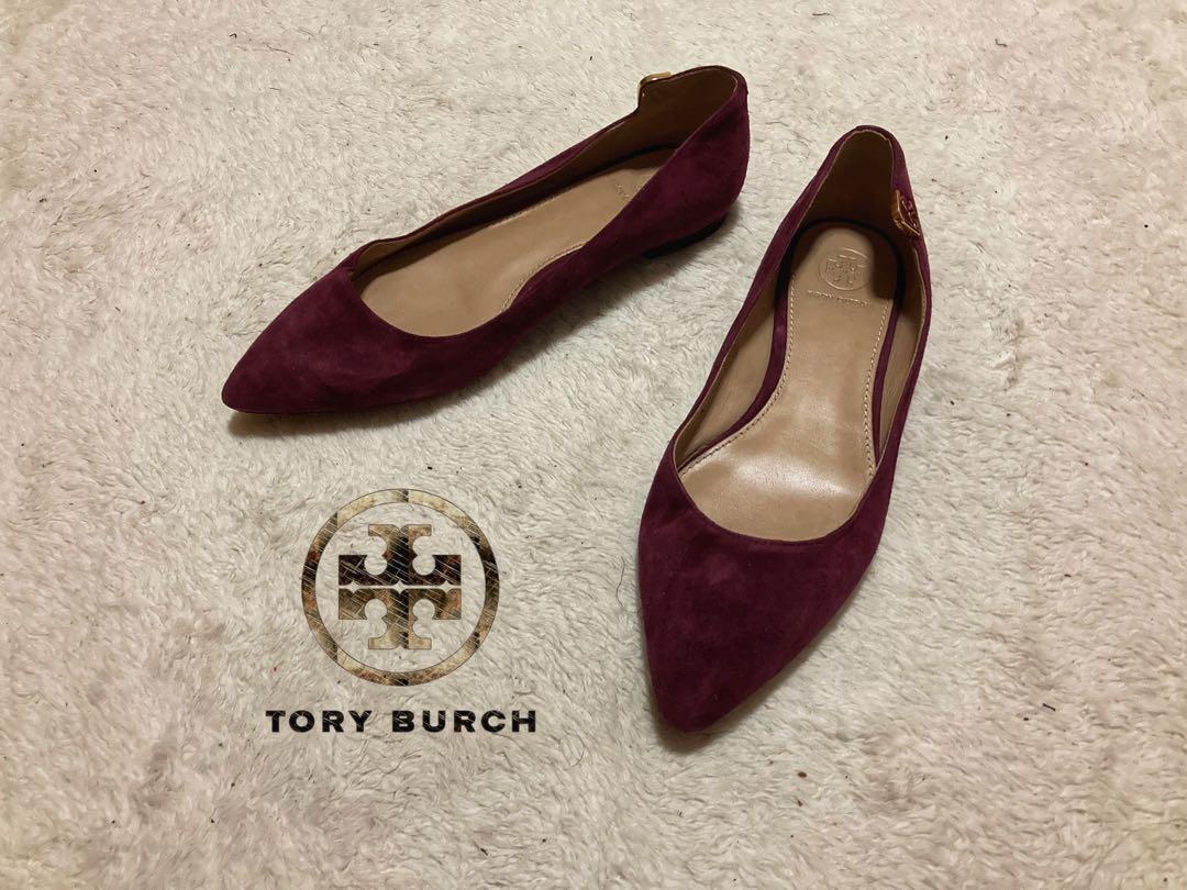 Tory Burch Maroon Velvet Pointed Toe Flats, Luxury, Sneakers & Footwear on  Carousell