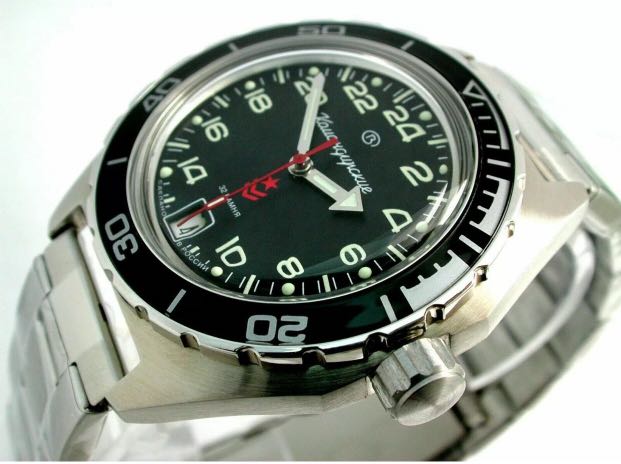 Orologio Subacqueo Automatico Vostok (Boctok) 24 Ore – Movimento Meccanico Russo 2431B Con 31 Rubini, Impermeabile 200m, Corona Avvitata, Vetro Acrilico, Cinturino 18mm, Made In Russia, Stile Militare