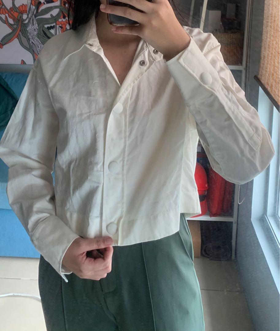 ZARA White Cropped Jacket, Women's