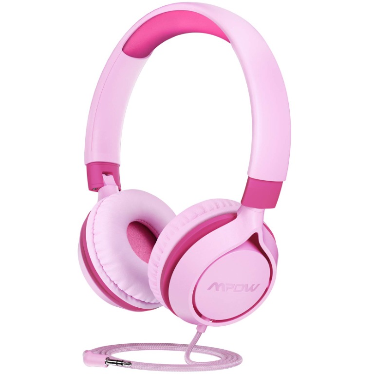 3.5mm Audio Jack for iPad Travel PC Foldable Adjustable for School Tablet Chromebook Kids Headphones with Microphone Wired Headsets for Children Toddlers Teens Girls with 85dB/94dB Volume Limit 