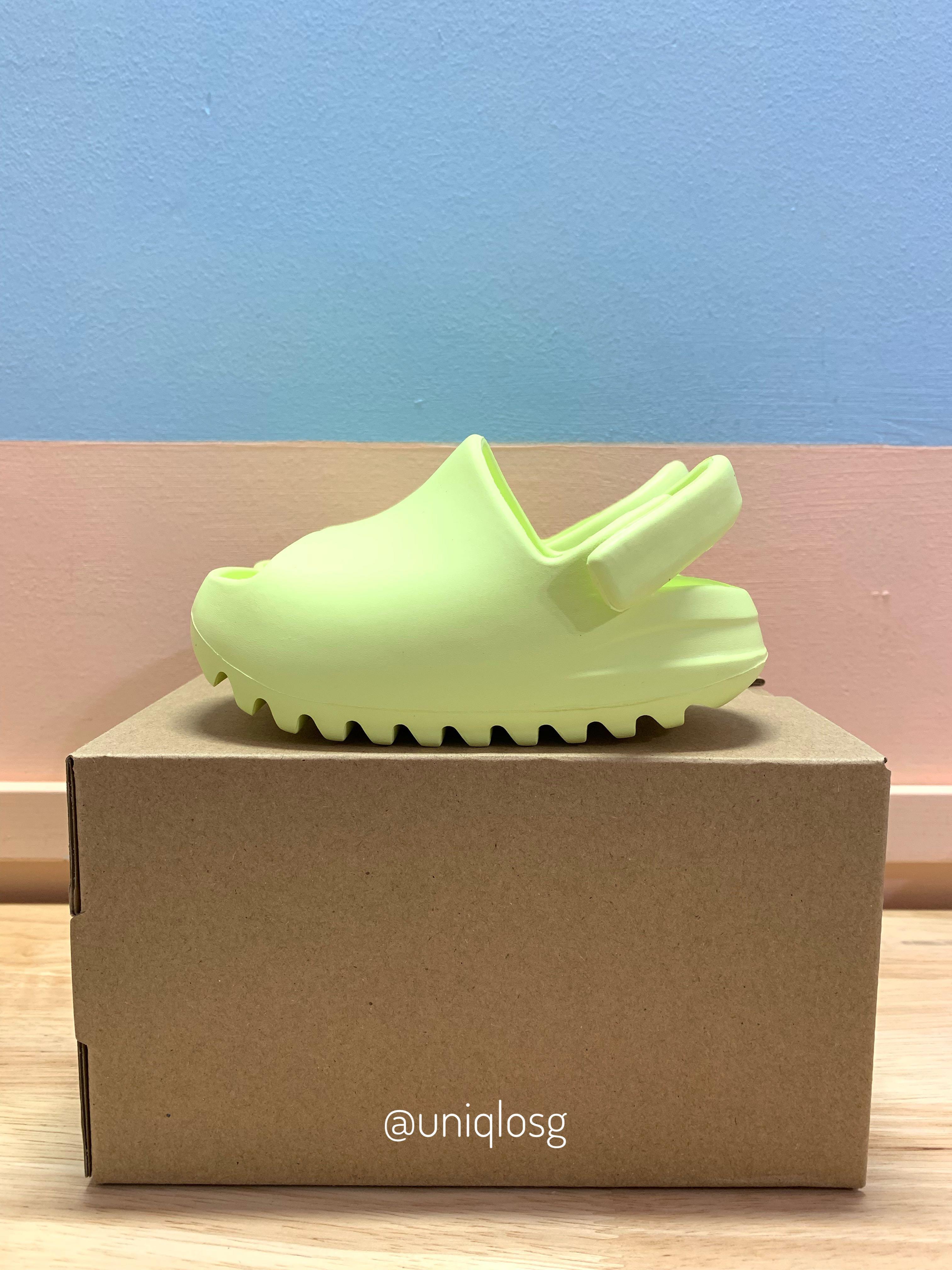 7K Yeezy Slide Infant Glow Green Babies Kids Babies Kids