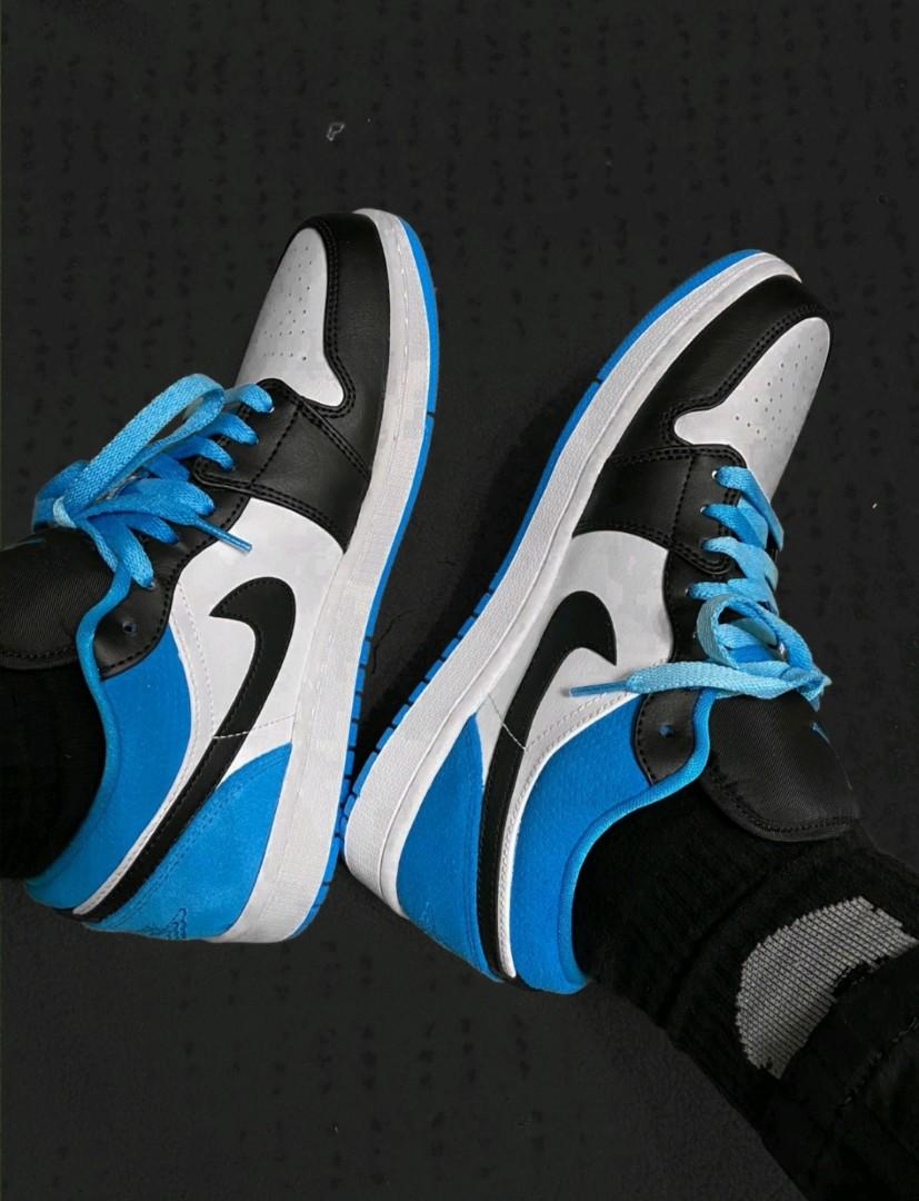 jordan 1 low laser blue on feet