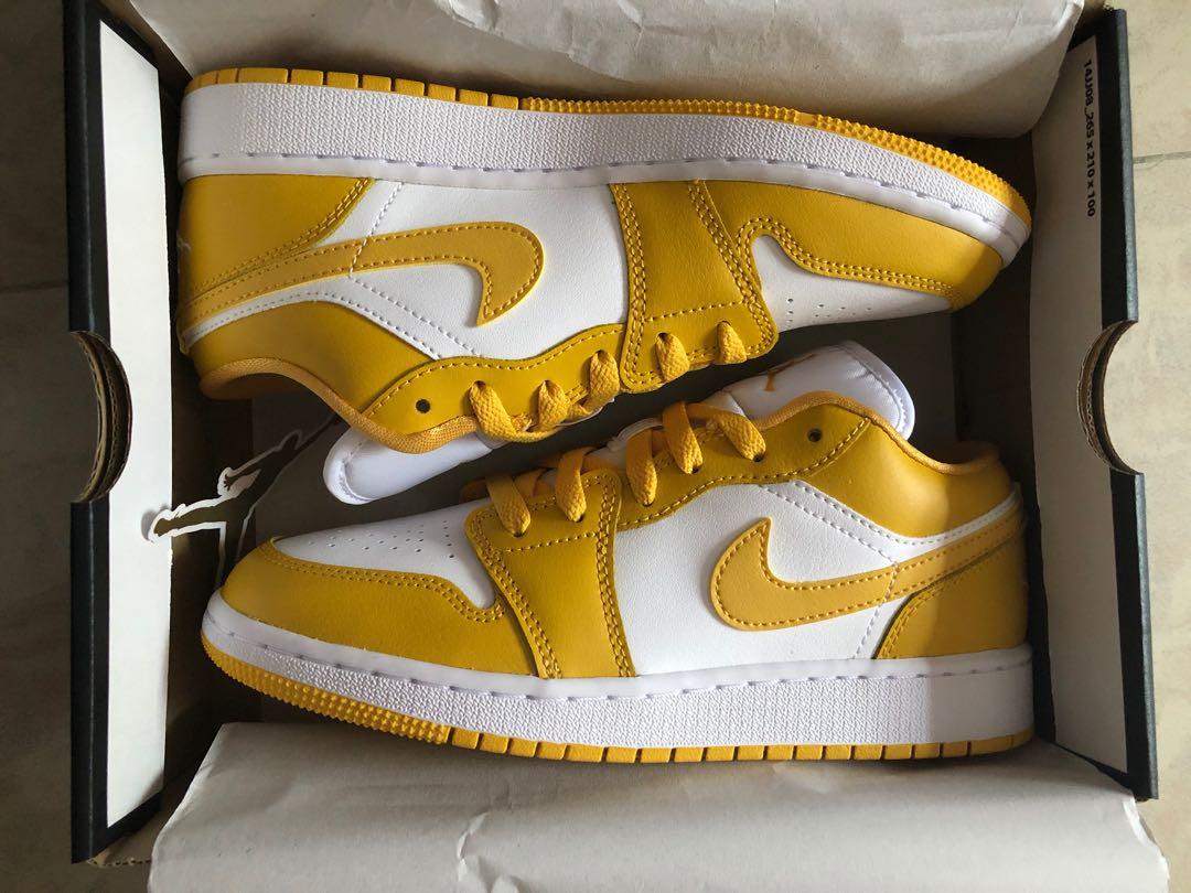 Air Jordan 1 Low mustard gs 5Y yellow white Women s Fashion Footwear Sneakers on Carousell