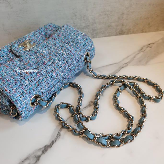 Blue tweed sales chanel bag