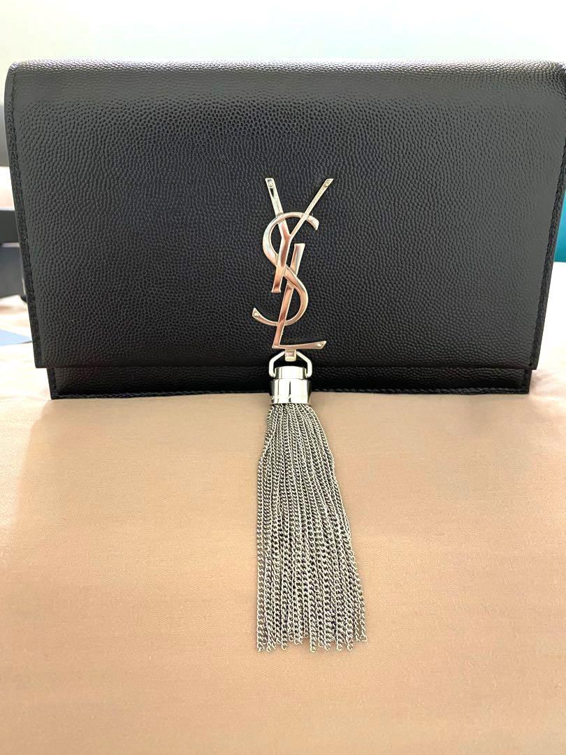 Kate chain wallet with tassel in grained metallic leather online