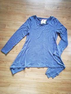 Blue Loose Casual Long Top /Mini Dress Plus Size
