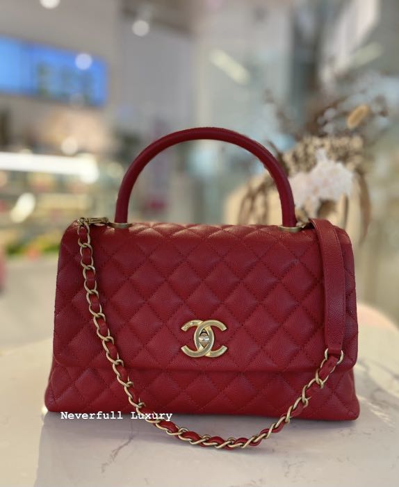 Chanel Coco Handle Medium True Red Caviar Ghw Bag Luxury Bags Wallets On Carousell