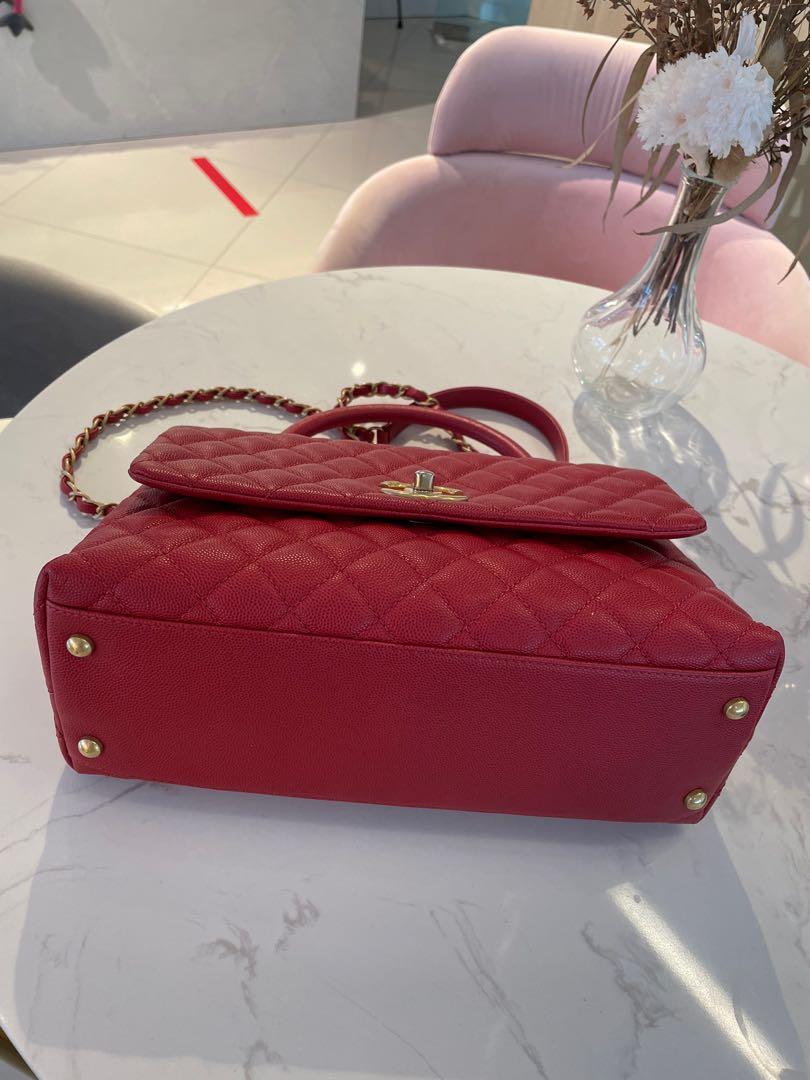 CHANEL COCO HANDLE SZ 28 cm RED CAVIAR GHW #24, Luxury, Bags & Wallets on  Carousell