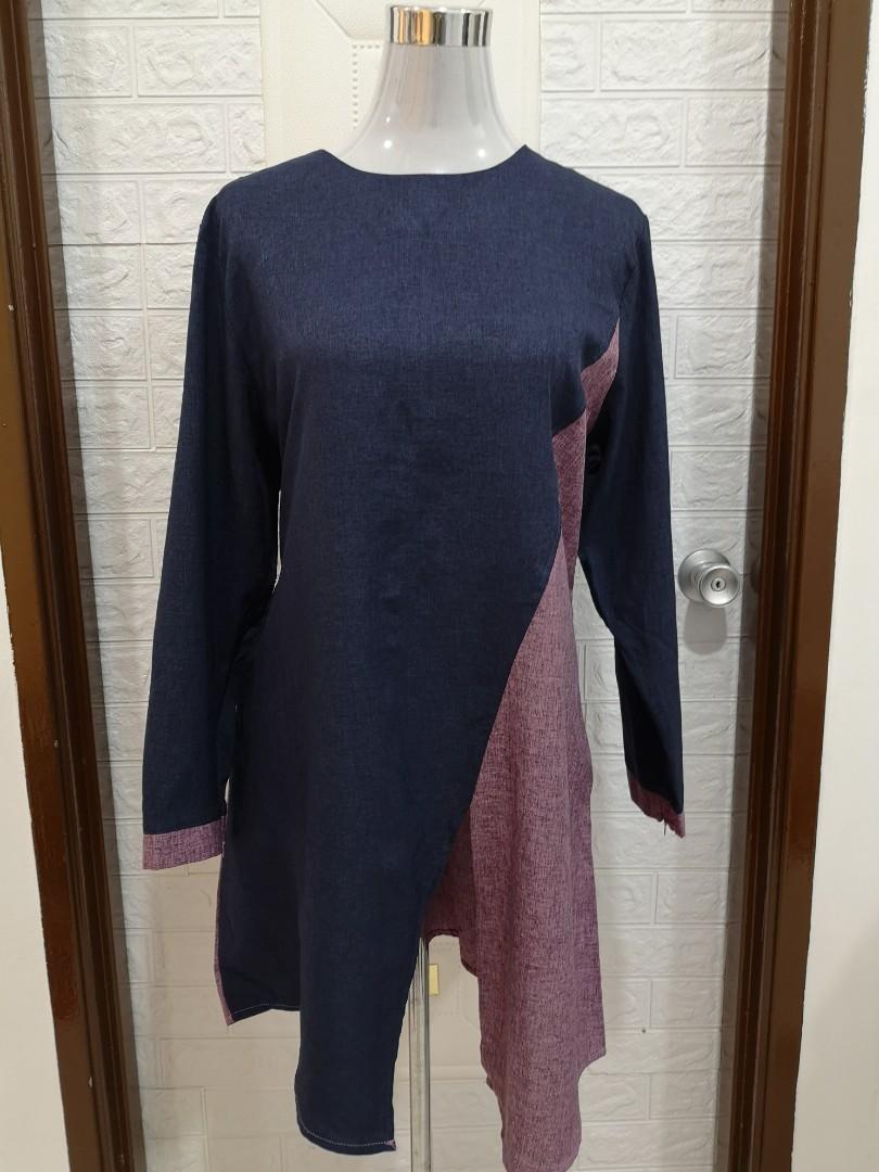 Dark Blue Purple Blouse Muslimah Fashion Tops On Carousell